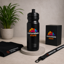 Garrafa Squeeze Preta Comunidade Store com Logo Colorido