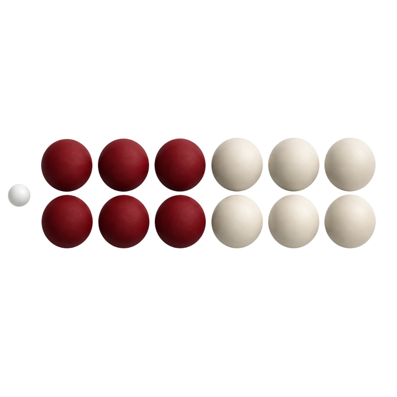Jogo de bocha: Bola sintética de alta resistência com polimento extra, para o uso em jogos oficiais, e com ótima visualização devido a sua coloração 12 bolas + 2 Bolin.